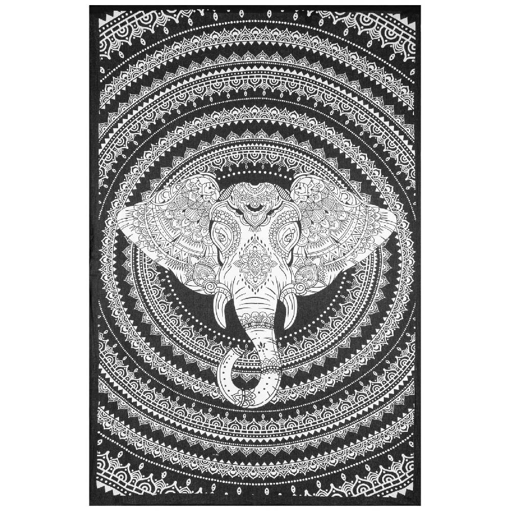 Kunst Und Magie Kunst und Magie Tagesdecke Wandbehang Deko Tuch Elefant Mandala ca 135 x 200cm Preisnachlass