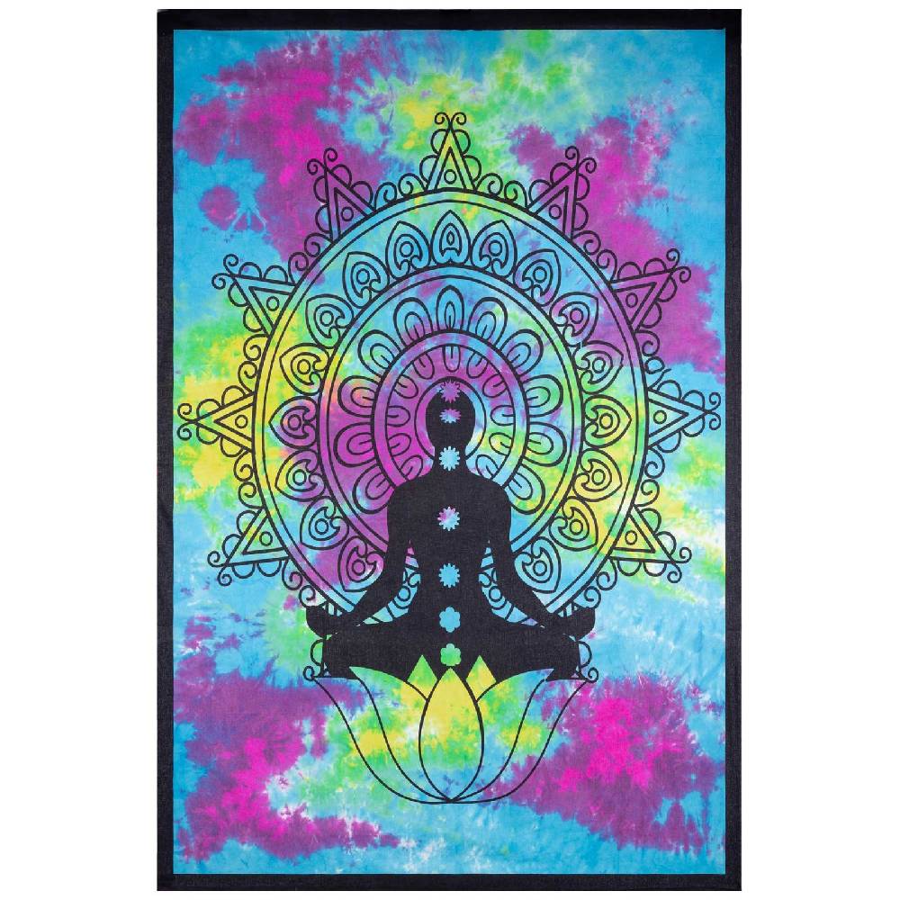 Kunst Und Magie Kunst und Magie Tagesdecke Wandbehang Bunt Deko Tuch Buddha Chackra Meditation ca.200x135cm Saisonschlussverkauf