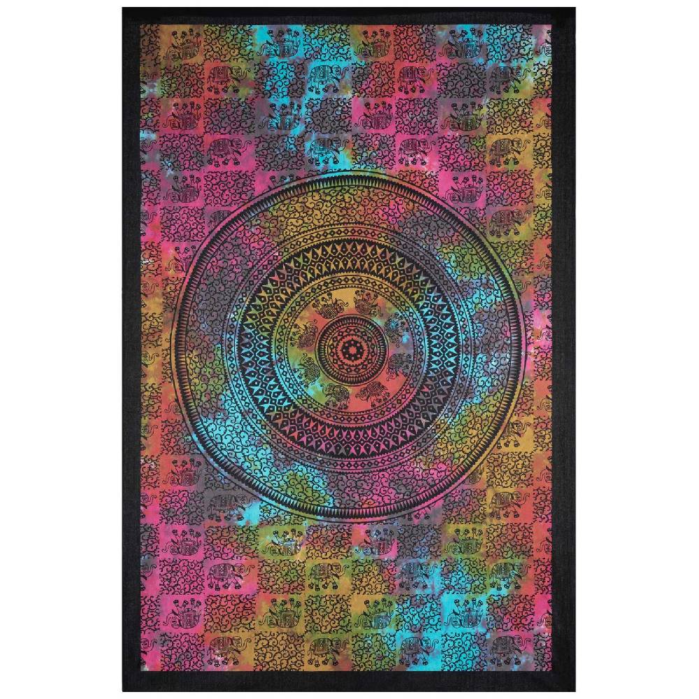 Kunst Und Magie Kunst und Magie Tagesdecke Wandbehang Deko Tuch Elefant Mandala ca 135 x 200cm Black Friday