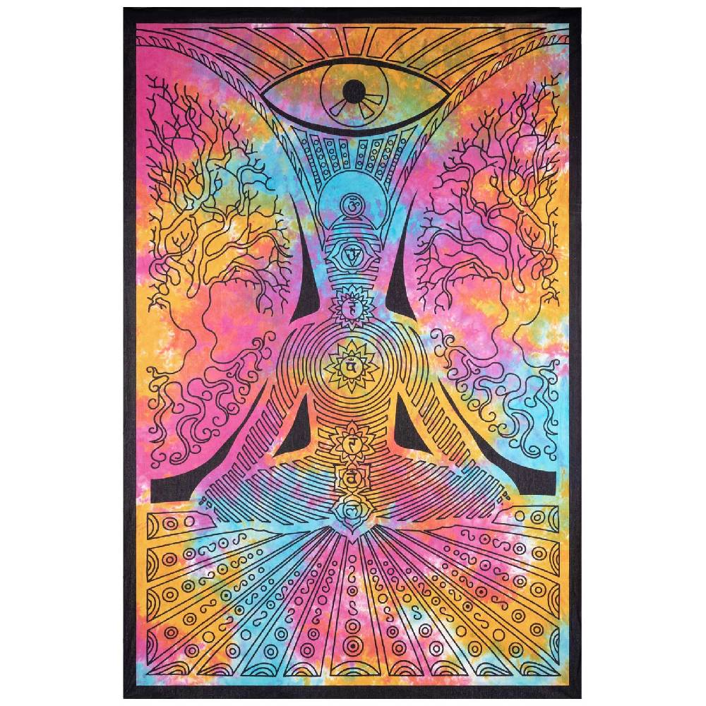 Kunst Und Magie Kunst und Magie Tagesdecke Wandbehang Bunt Deko Tuch Buddha Chackra Meditation ca.200x135cm Cyber Monday