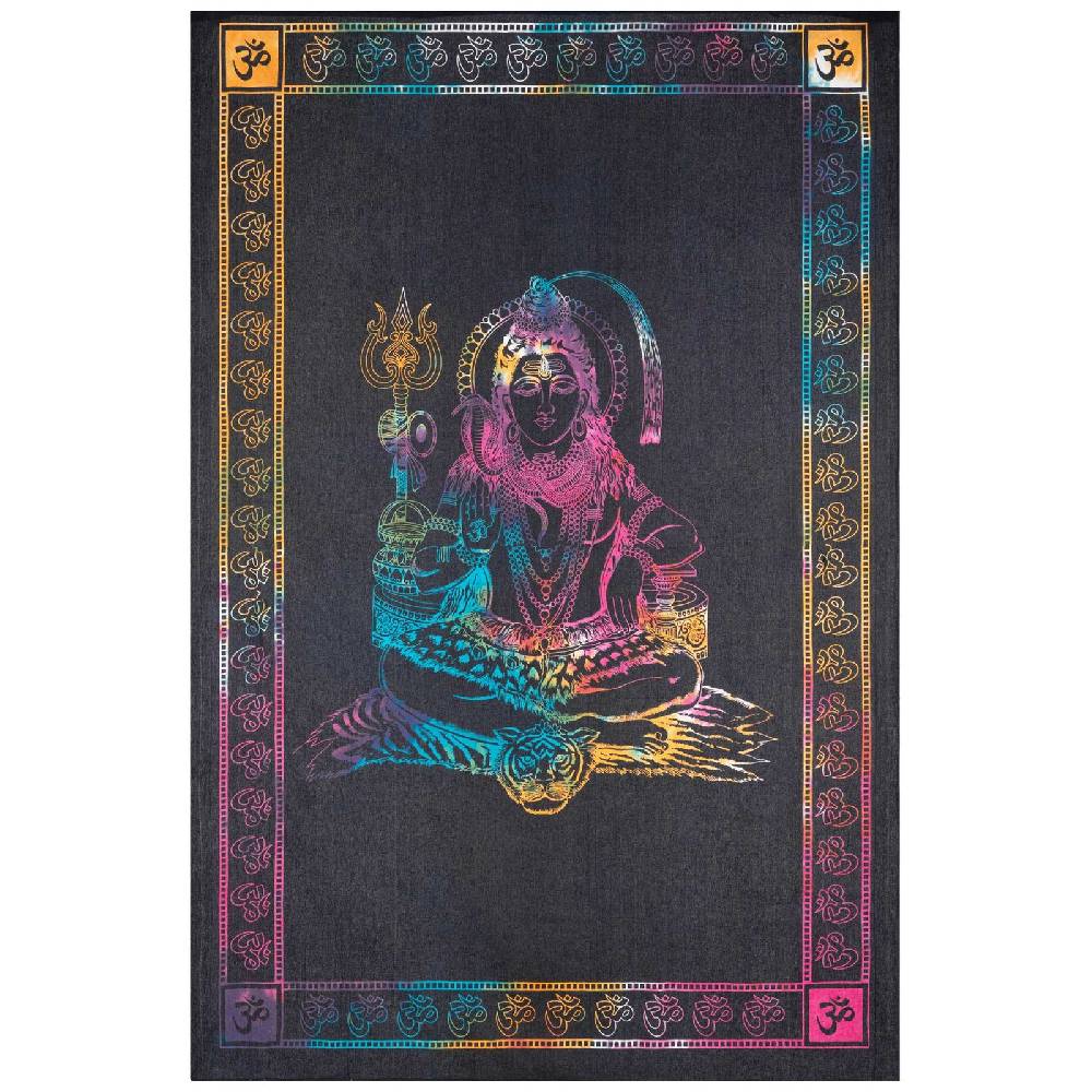 Kunst Und Magie UV Tuch Shiva Tagesdecke Wandbehang Deko Meditation UV Schwarzlicht ca. 200 x 135 cm Osterangebot