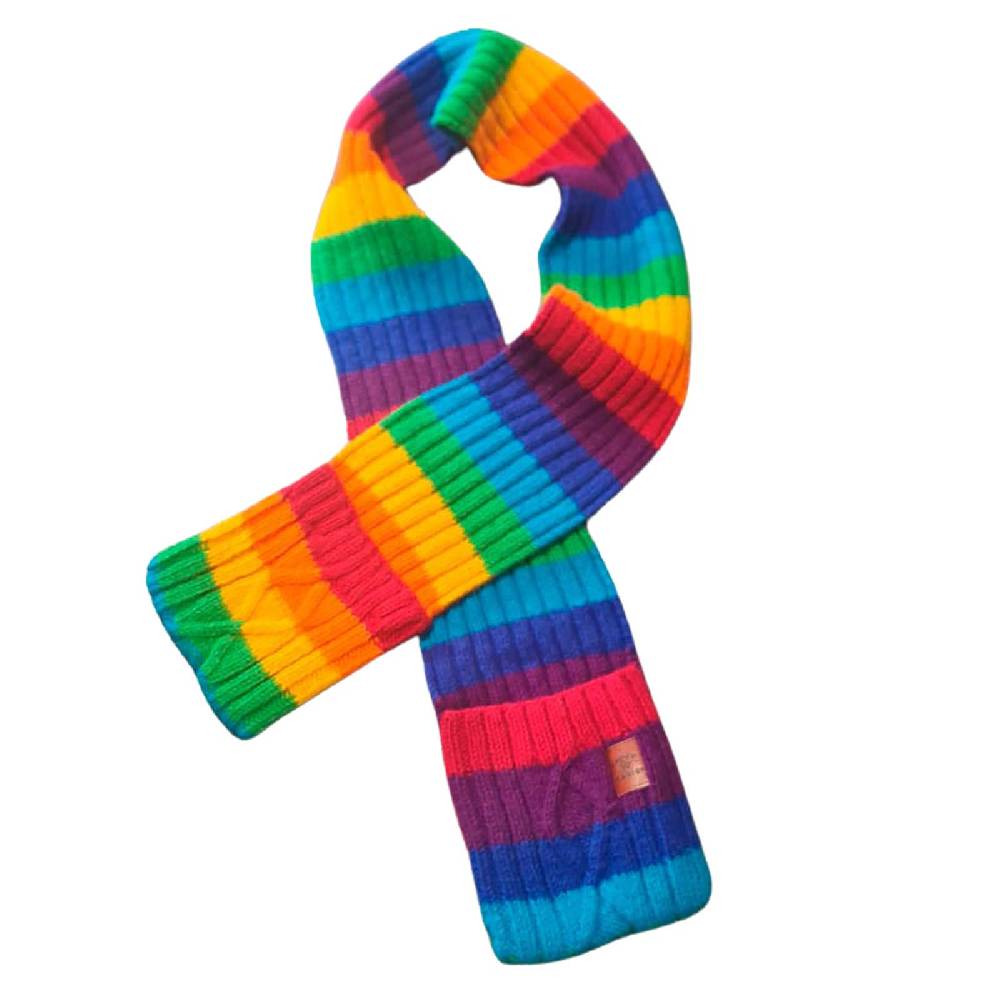 Kunst Und Magie Bunter Wollschal mit Taschen Regenbogen Schal XXL Boho Hippie Goa Rainbow Kauf eins, bekomm eins gratis