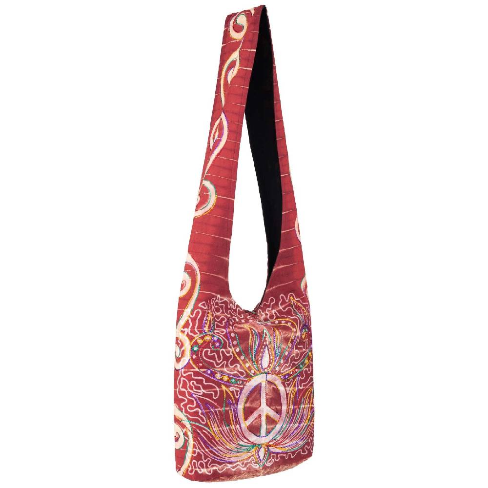Kunst Und Magie Kunst und Magie Batik Schultertasche Umhängetasche Peace Symbol Rot Wochenangebot