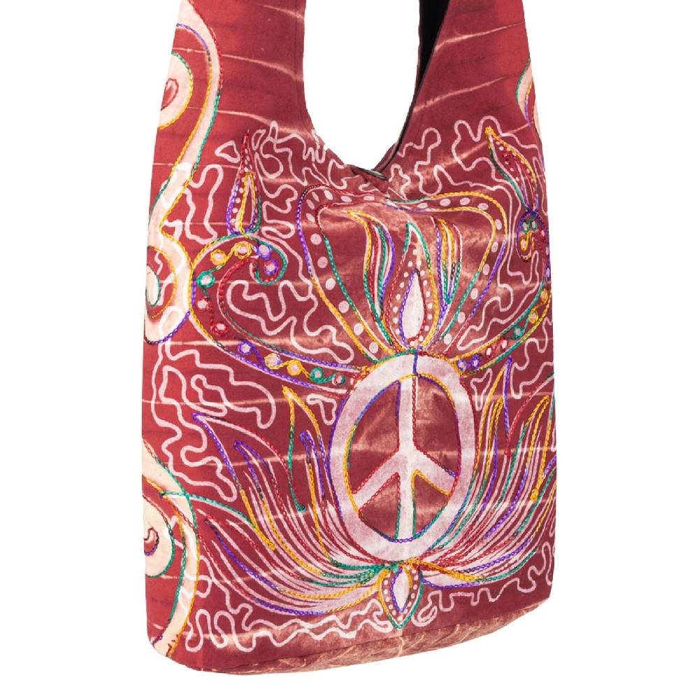 Kunst Und Magie Kunst und Magie Batik Schultertasche Umhängetasche Peace Symbol Rot Wochenangebot