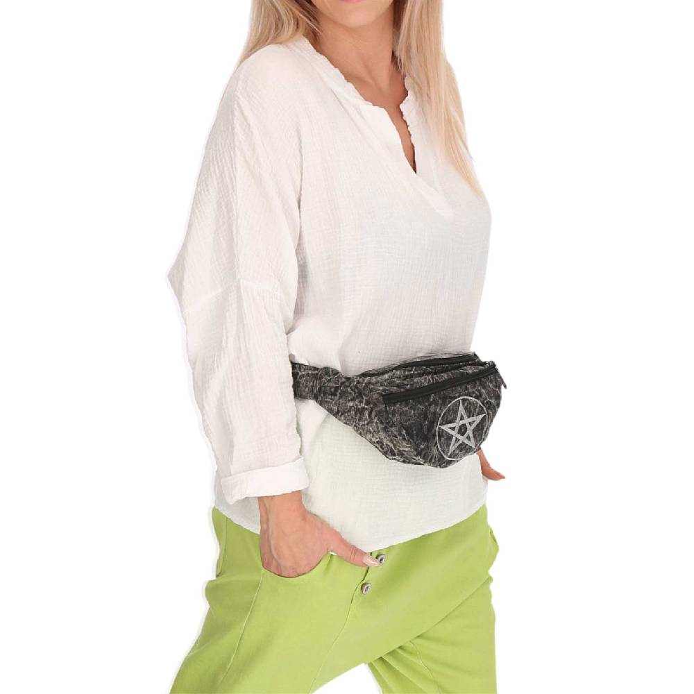 Kunst Und Magie Kunst und Magie Bauchtasche Bunte Boho Goa Crossbody Schulter Gürteltasche Hüfttasche Stonewashed Pentagramm Unisex Exklusivangebot