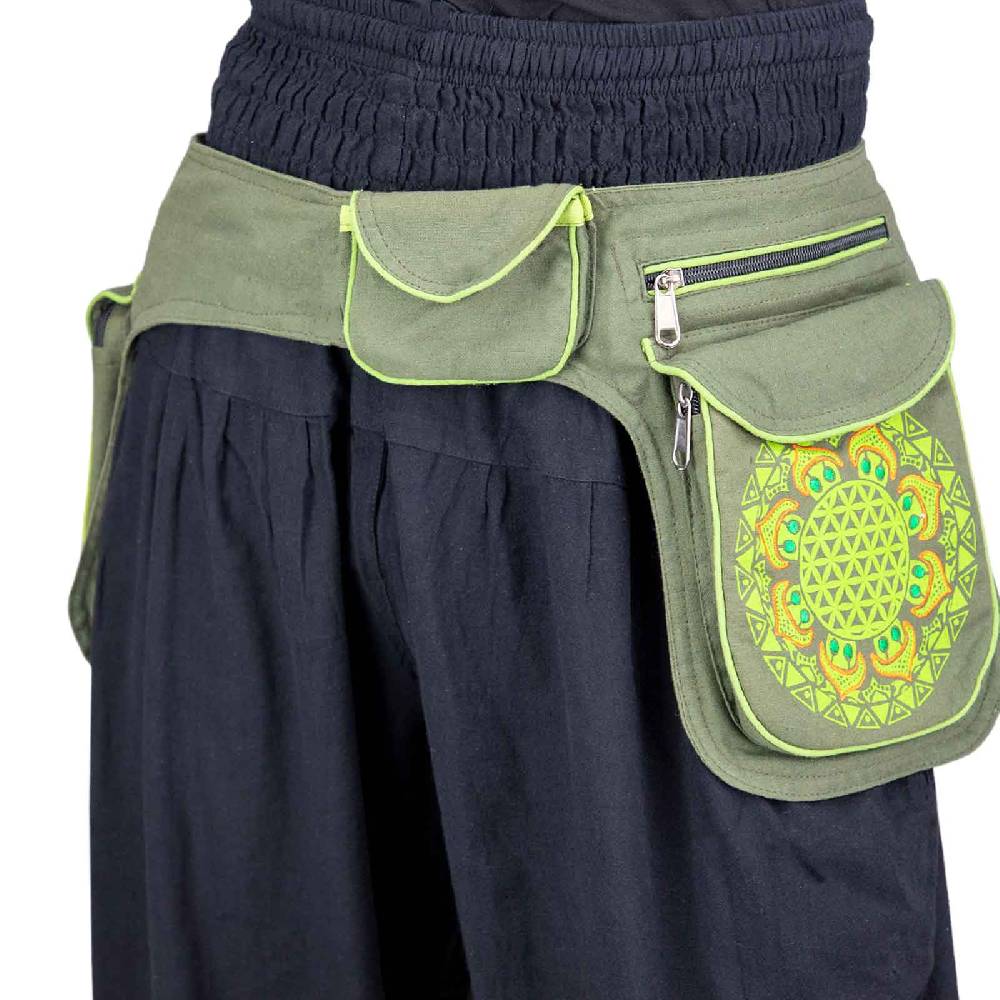 Kunst Und Magie KUNST UND MAGIE Doppel-Hüfttasche Bauchtasche Gürteltasche Bauchgurt Festivaltasche Blume des Lebens Osterangebot