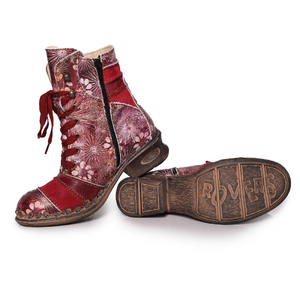 Kunst Und Magie Rovers Damen Schuhe Stiefelette Rot Boho Hippie Boots Tiefpreis