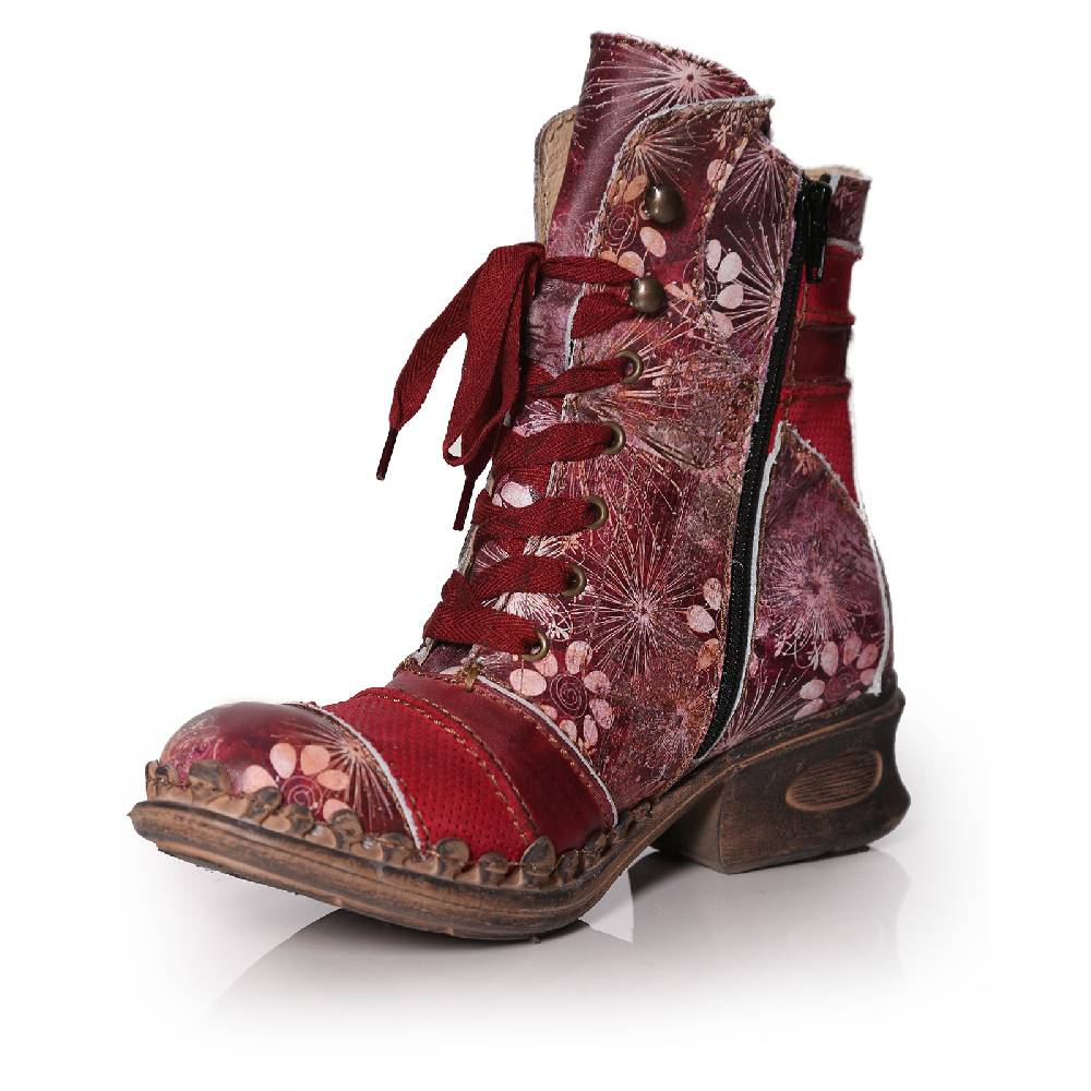 Kunst Und Magie Rovers Damen Schuhe Stiefelette Rot Boho Hippie Boots Tiefpreis