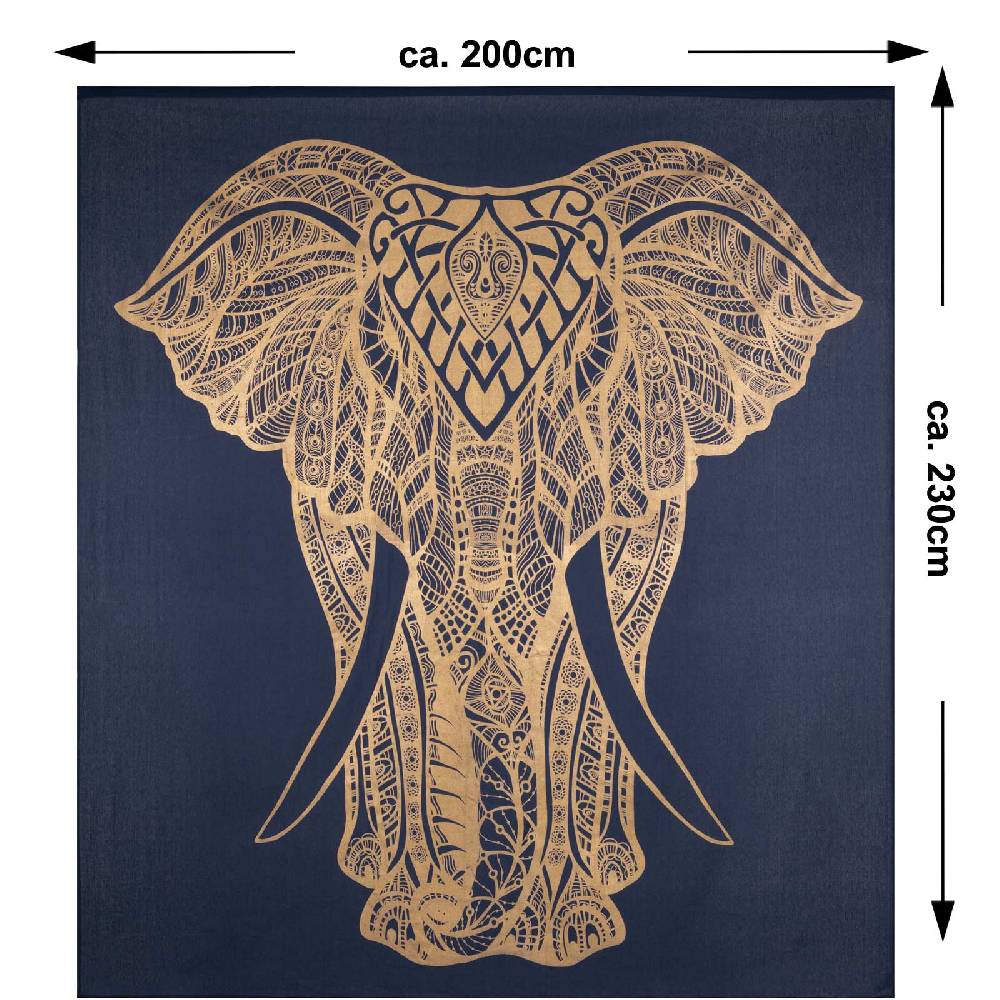 Kunst Und Magie Kunst und Magie Tagesdecke Wandbehang Deko Tuch Goldener Elefant ca. 200 x 230cm Bis zu 65% Rabatt