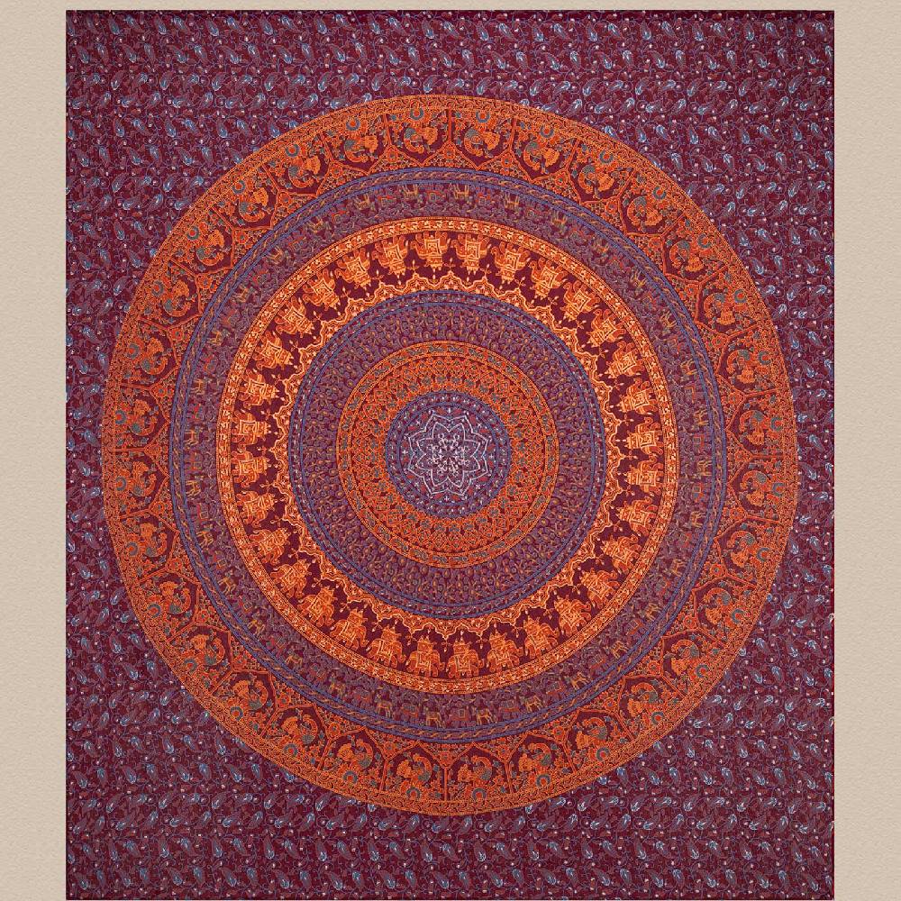 Kunst Und Magie Tagesdecke Wandbehang Mandala Deko Tuch Indisch Elefant XL ca. 200 x 230cm Black Friday Preise