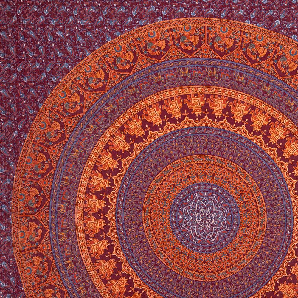Kunst Und Magie Tagesdecke Wandbehang Mandala Deko Tuch Indisch Elefant XL ca. 200 x 230cm Black Friday Preise