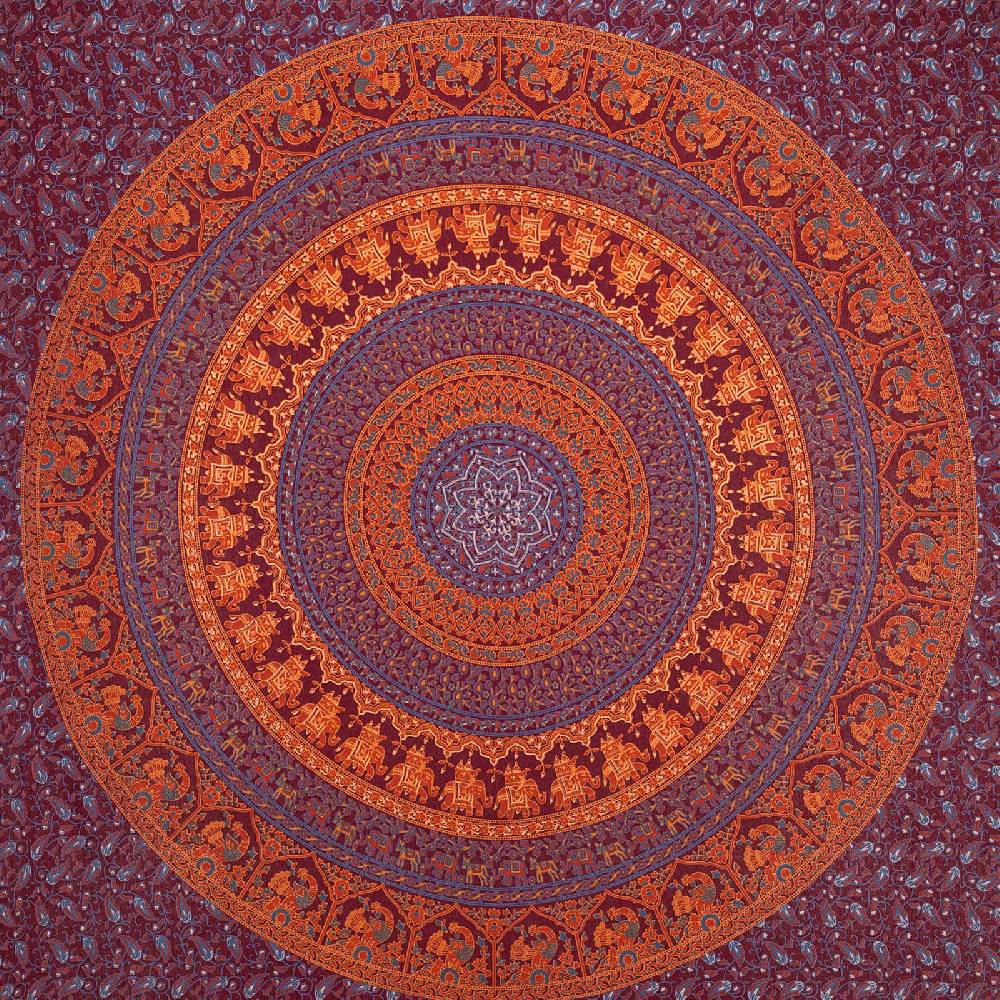 Kunst Und Magie Tagesdecke Wandbehang Mandala Deko Tuch Indisch Elefant XL ca. 200 x 230cm Black Friday Preise