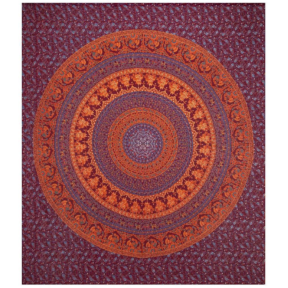 Kunst Und Magie Tagesdecke Wandbehang Mandala Deko Tuch Indisch Elefant XL ca. 200 x 230cm Black Friday Preise