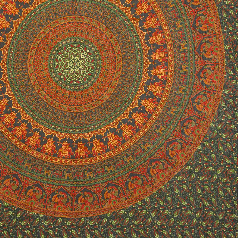 Kunst Und Magie Tagesdecke Wandbehang Mandala Deko Tuch Indisch Elefant XL ca. 200 x 230cm Im Verkauf