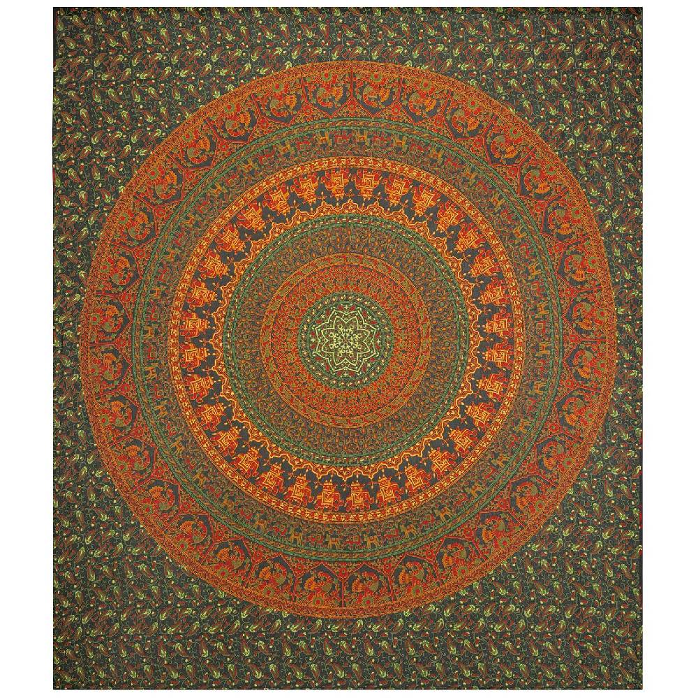 Kunst Und Magie Tagesdecke Wandbehang Mandala Deko Tuch Indisch Elefant XL ca. 200 x 230cm Im Verkauf