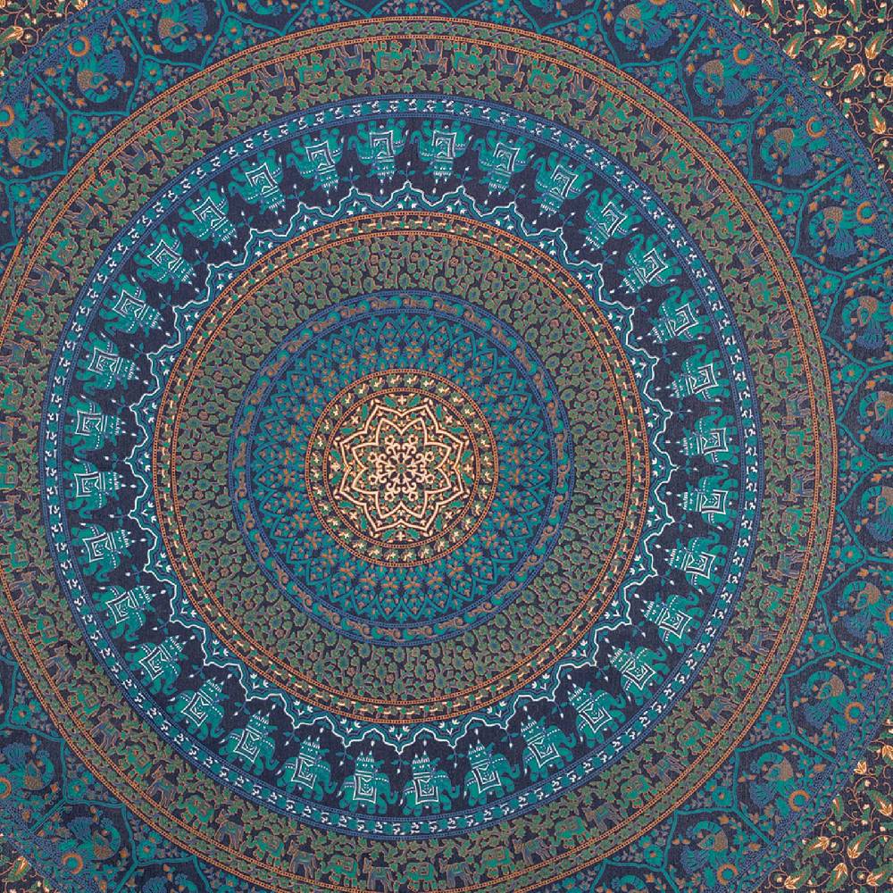 Kunst Und Magie Tagesdecke Wandbehang Mandala Deko Tuch Indisch Elefant XL ca. 200 x 230cm zollfrei