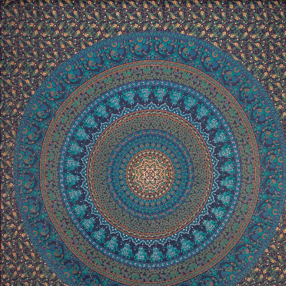 Kunst Und Magie Tagesdecke Wandbehang Mandala Deko Tuch Indisch Elefant XL ca. 200 x 230cm zollfrei