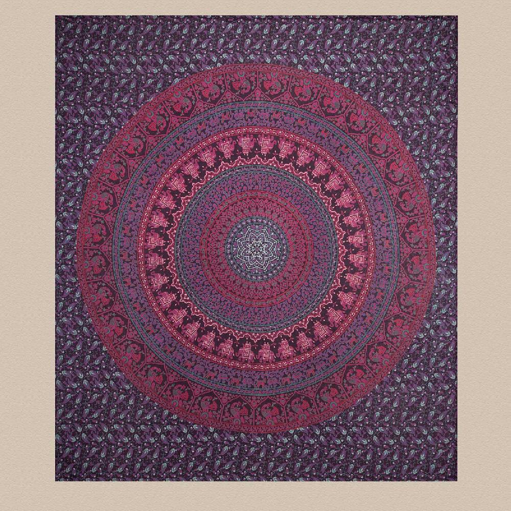 Kunst Und Magie Tagesdecke Wandbehang Mandala Deko Tuch Indisch Elefant XL ca. 200 x 230cm 50% Rabatt für begrenzte Zeit