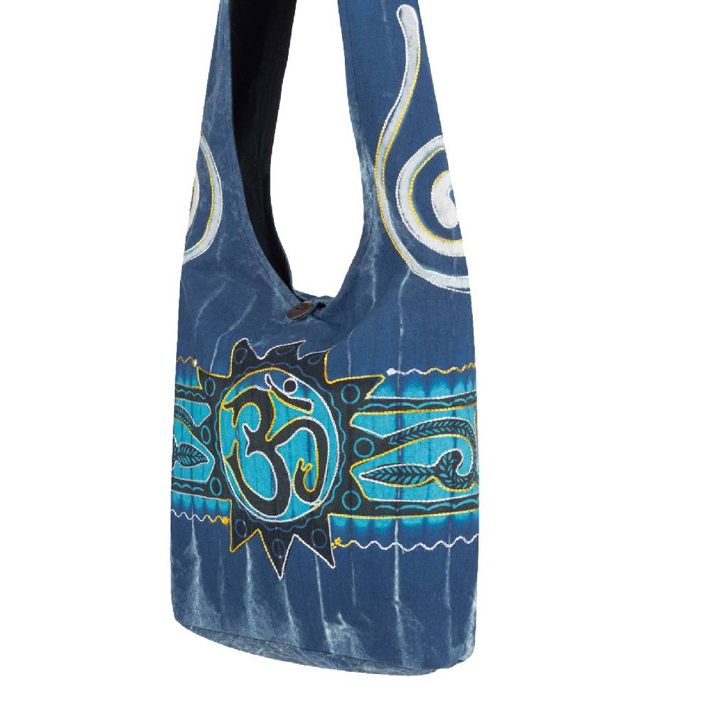 Kunst Und Magie Kunst und Magie Batik Schultertasche Umhängetasche mit Om Motiv Blau 2025