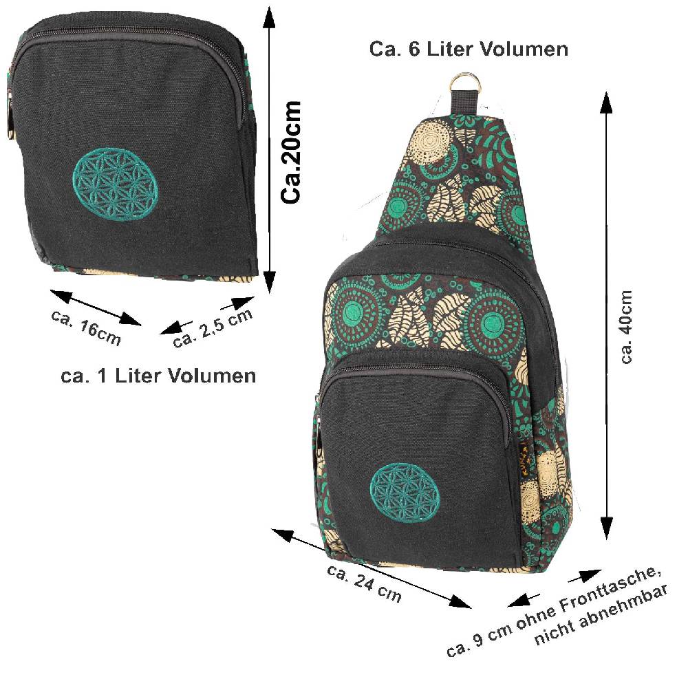 Kunst Und Magie Kunst und Magie Sling Bag Lebensblume Schultertasche Hippie Goa Bodybag crossbody Rucksack Bunt M Online
