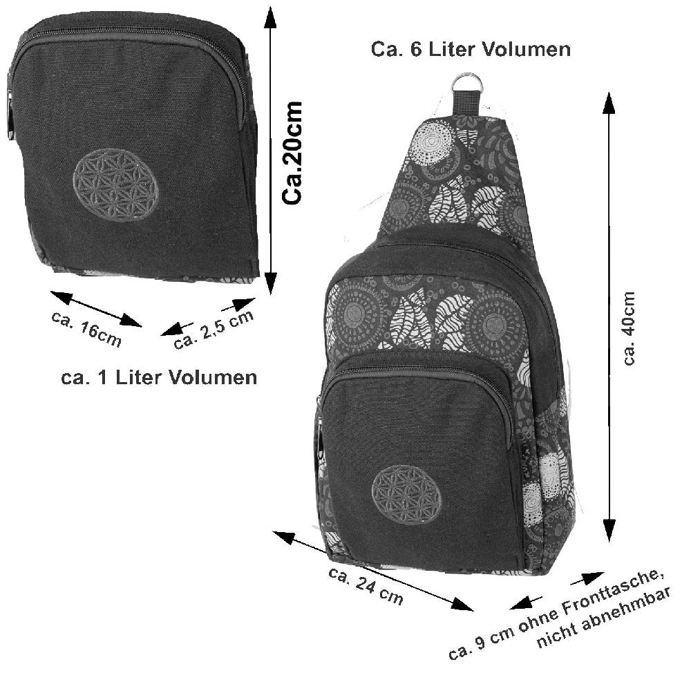Kunst Und Magie Kunst und Magie Sling Bag Lebensblume Schultertasche Hippie Goa Bodybag crossbody Rucksack Bunt M Online