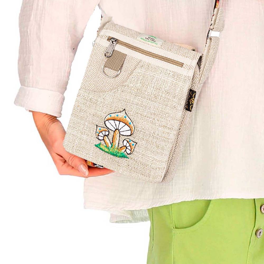 Kunst Und Magie Hanf Schultertasche Hippie Handtasche Goa Tasche Crossbag Schulterriemen Damen Herren Auslauf