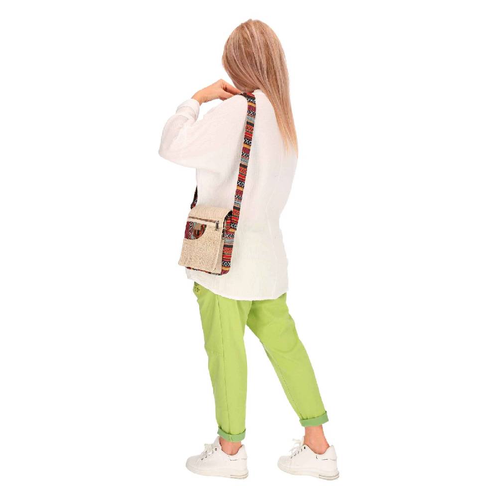 Kunst Und Magie kleine Hanf Schultertasche Hippie Handtasche Goa Tasche mit Schulterriemen Damen Herren im Angebot