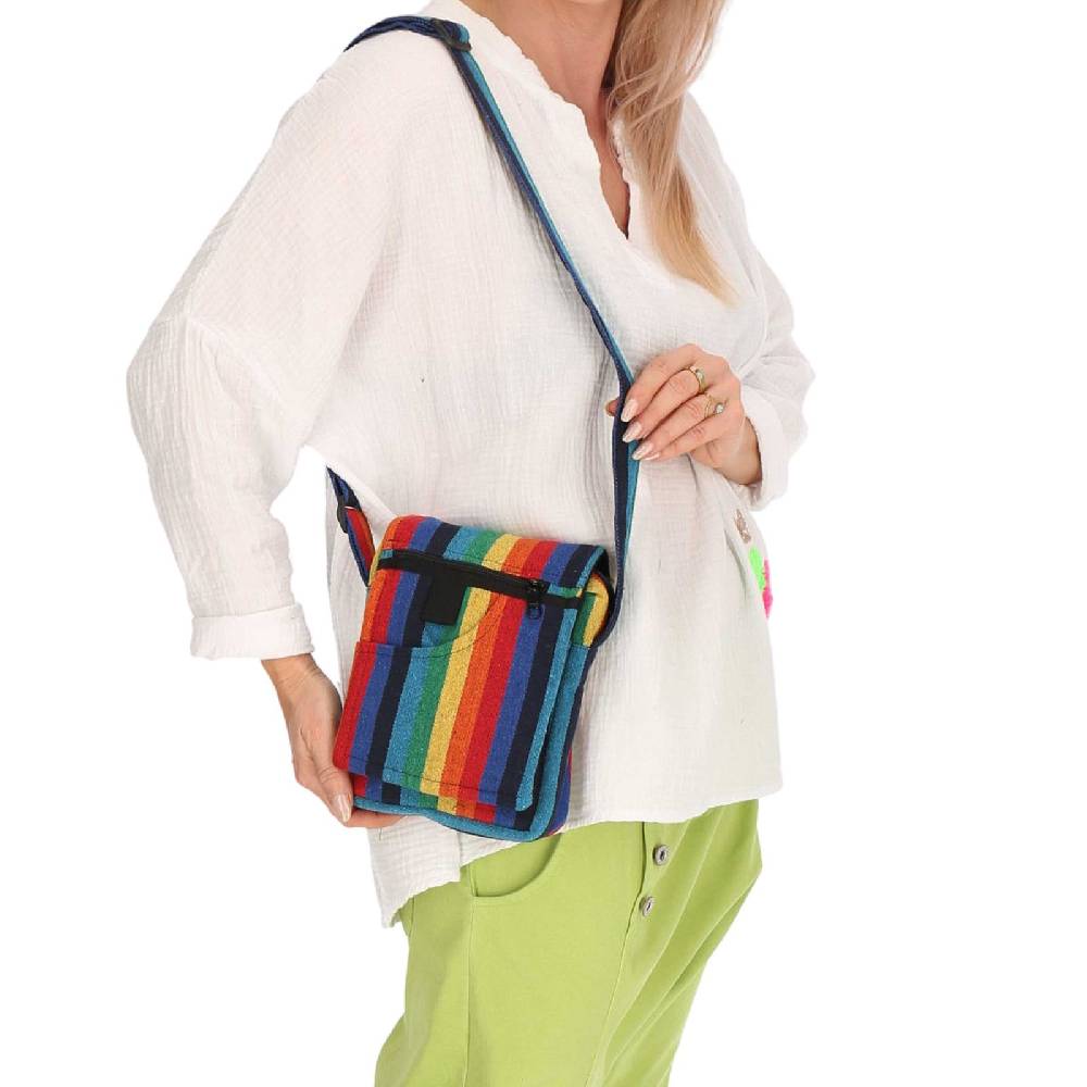 Kunst Und Magie kleine Regenbogen Schultertasche Hippie Handtasche Goa Tasche mit Schulterriemen Damen Herren Rainbow Meist gekauft