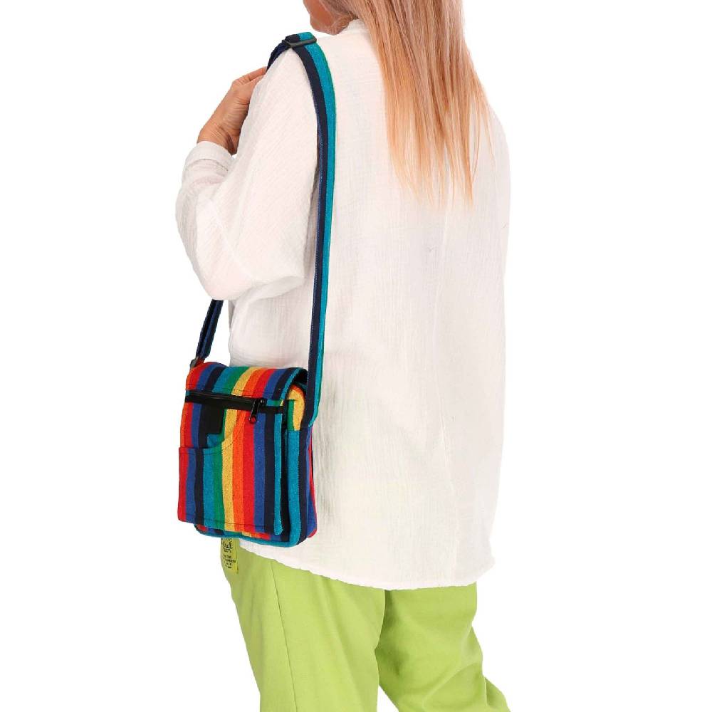 Kunst Und Magie kleine Regenbogen Schultertasche Hippie Handtasche Goa Tasche mit Schulterriemen Damen Herren Rainbow Meist gekauft