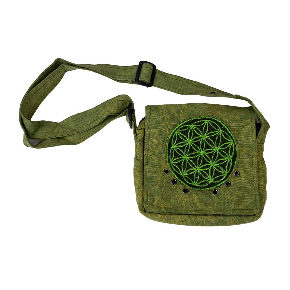 Kunst Und Magie Schultertasche Hippie Umhängetasche Handtasche Goa Tasche mit Schulterriemen Damen Herren Lebensblume Blitzverkäufe