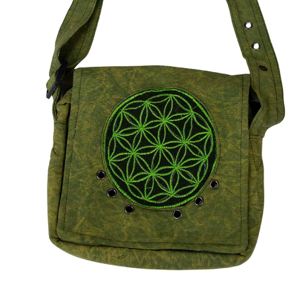 Kunst Und Magie Schultertasche Hippie Umhängetasche Handtasche Goa Tasche mit Schulterriemen Damen Herren Lebensblume Blitzverkäufe