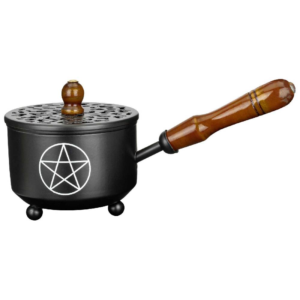 Kunst Und Magie Wicca Räucherpfanne Pentagramm Metall in schwarz Räuchergefäß Weihrauch-Aromatherapie-Brenner Flash Sale