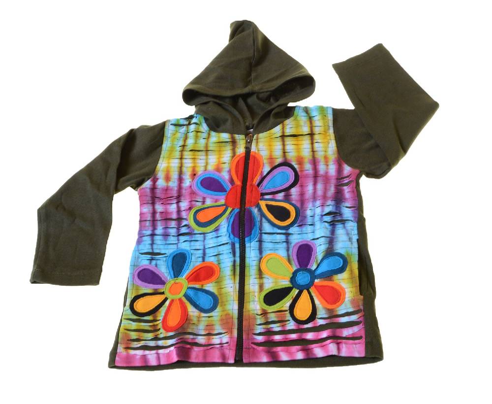 Kunst Und Magie Kinder Hippie Jacke Goa Psy Wichtel im Batik Razor Cut Design Valentinstagsangebot