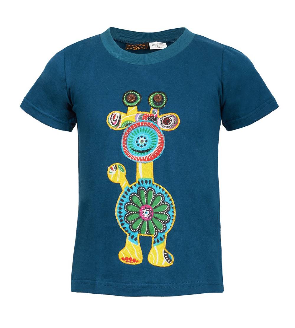 Kunst Und Magie Farbenfrohes Kids T-Shirt mit Patchwork-Stick "Giraffe" Hippie Goa Exklusive Angebote
