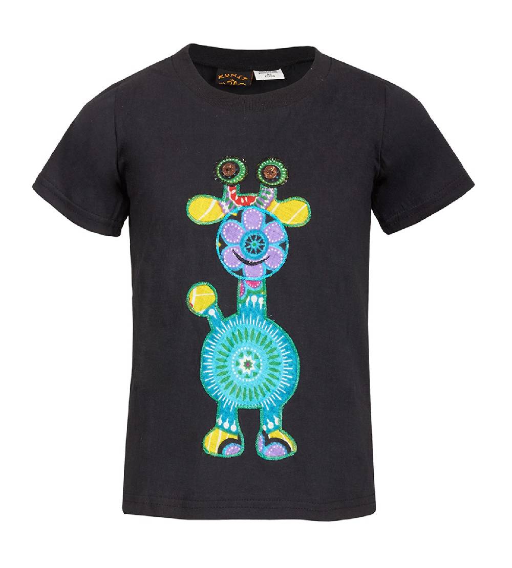 Kunst Und Magie Farbenfrohes Kids T-Shirt mit Patchwork-Stick "Giraffe" Hippie Goa Exklusive Angebote