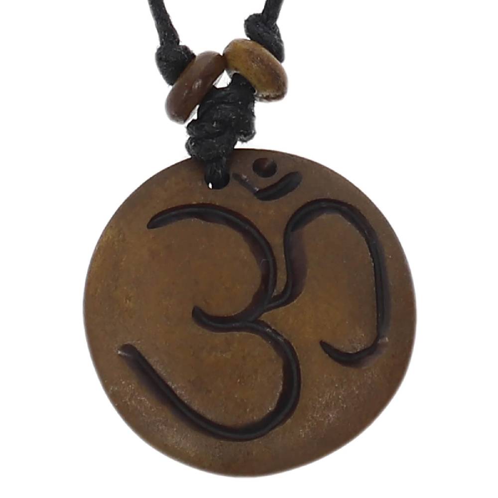 Kunst Und Magie Kunst und Magie Om Manie Padme Hum Amulett Braun ca. 3,5 cm