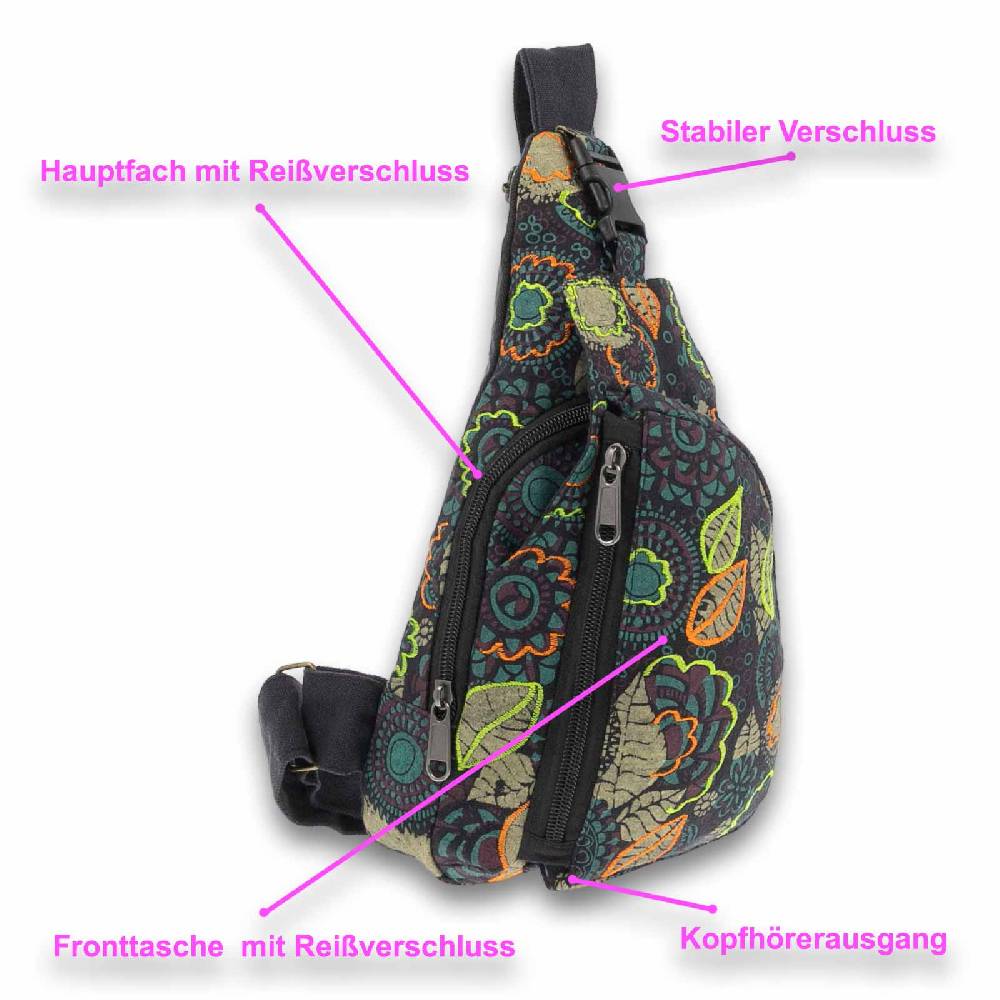 Kunst Und Magie Slingbag Brusttasche Hippie Goa Bodybag Schultertasche Rucksack Bunt S Bis zu 60% Rabatt