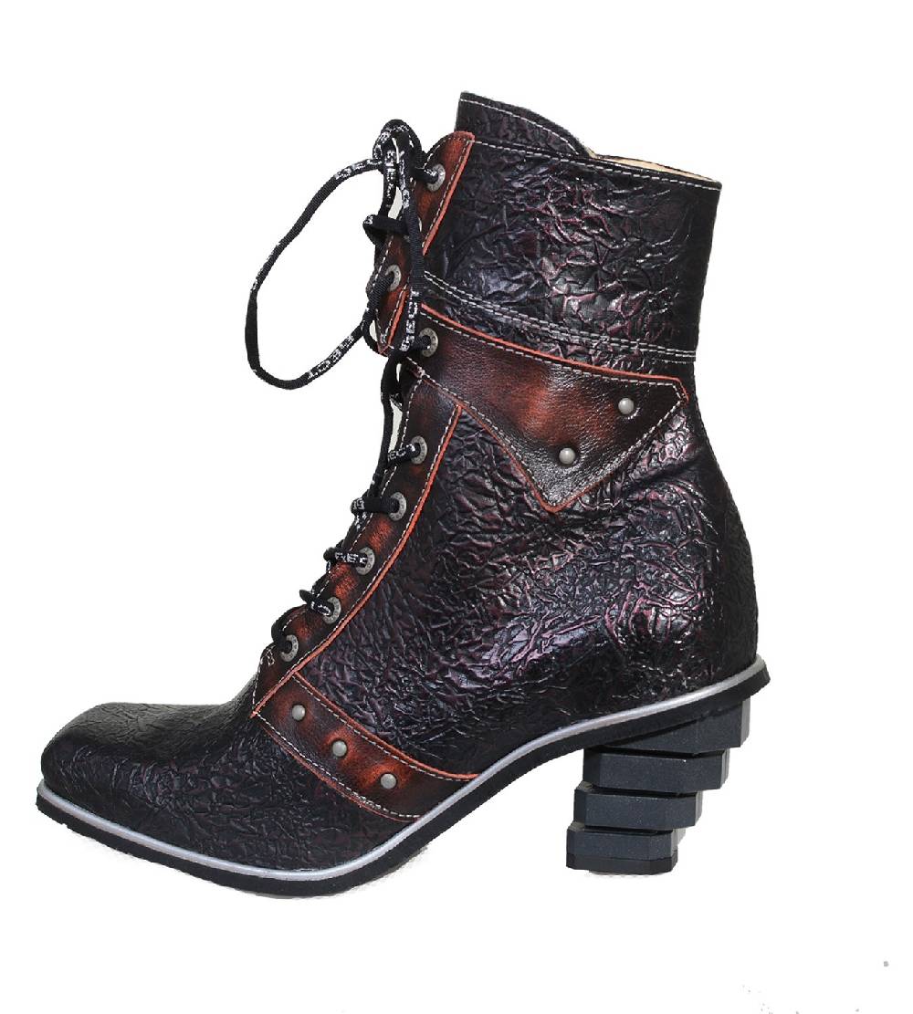 Kunst Und Magie Eject Stiefel - Antik Rote New Square Damen Biker Boots 2025