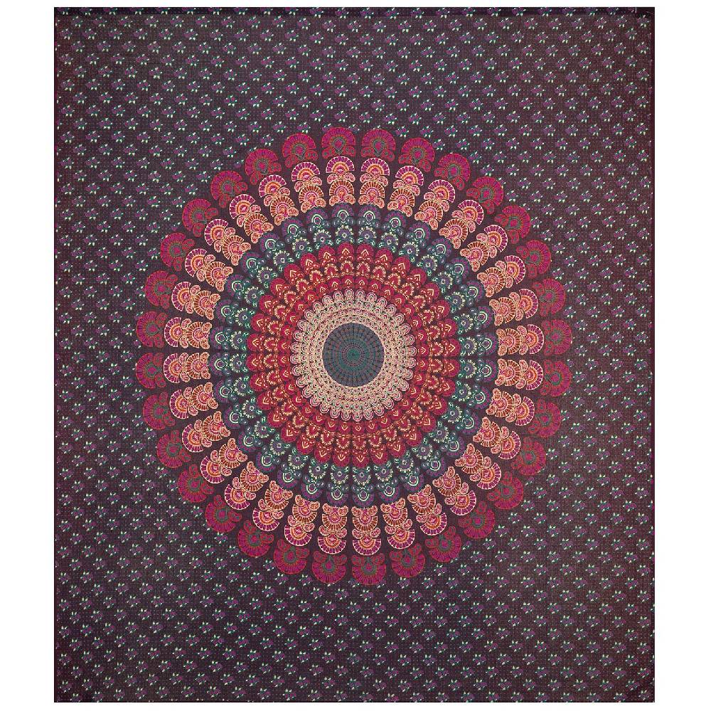 Kunst Und Magie Tagesdecke Wandbehang Mandala Deko Tuch Peacock Pfau XL ca. 200 x 230cm Valentinstagsangebot