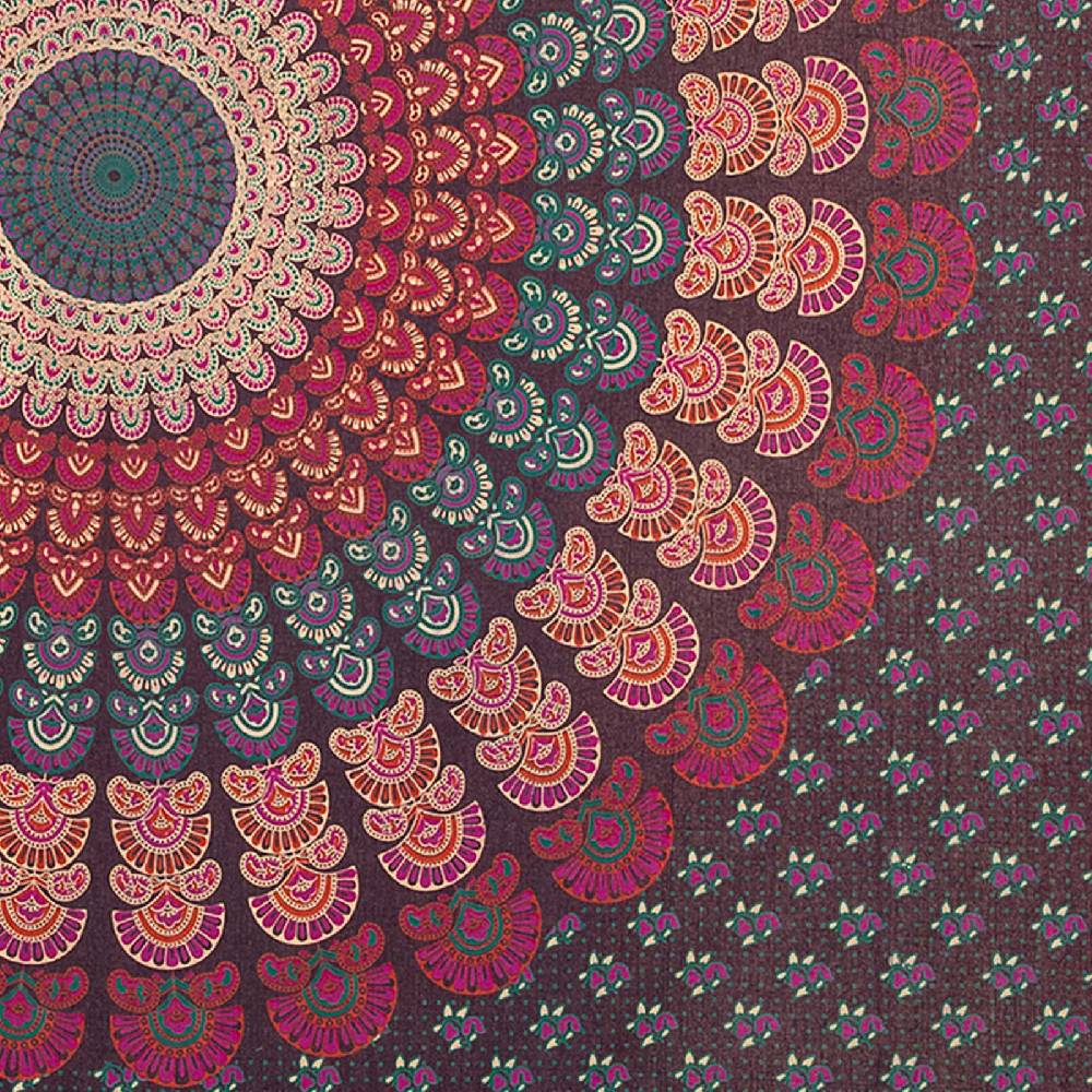 Kunst Und Magie Tagesdecke Wandbehang Mandala Deko Tuch Peacock Pfau XL ca. 200 x 230cm Valentinstagsangebot