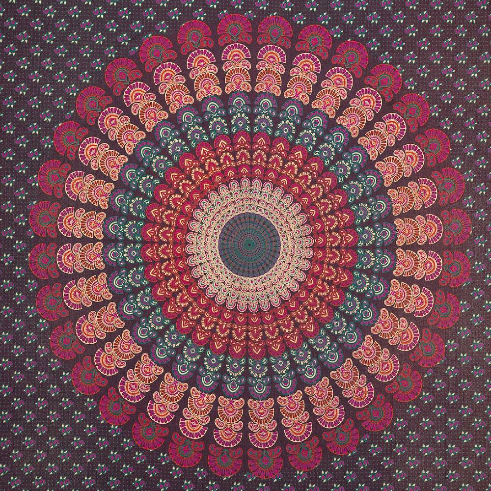Kunst Und Magie Tagesdecke Wandbehang Mandala Deko Tuch Peacock Pfau XL ca. 200 x 230cm Valentinstagsangebot