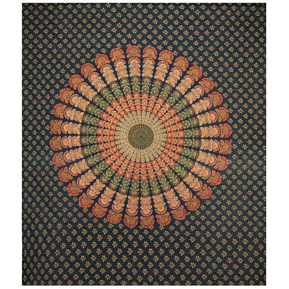 Kunst Und Magie Tagesdecke Wandbehang Mandala Deko Tuch Peacock Pfau XL ca. 200 x 230cm Jubiläumsangebot