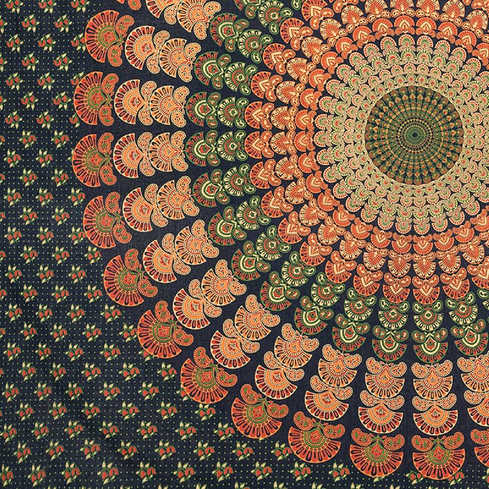Kunst Und Magie Tagesdecke Wandbehang Mandala Deko Tuch Peacock Pfau XL ca. 200 x 230cm Jubiläumsangebot