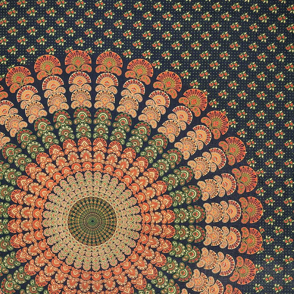 Kunst Und Magie Tagesdecke Wandbehang Mandala Deko Tuch Peacock Pfau XL ca. 200 x 230cm Jubiläumsangebot