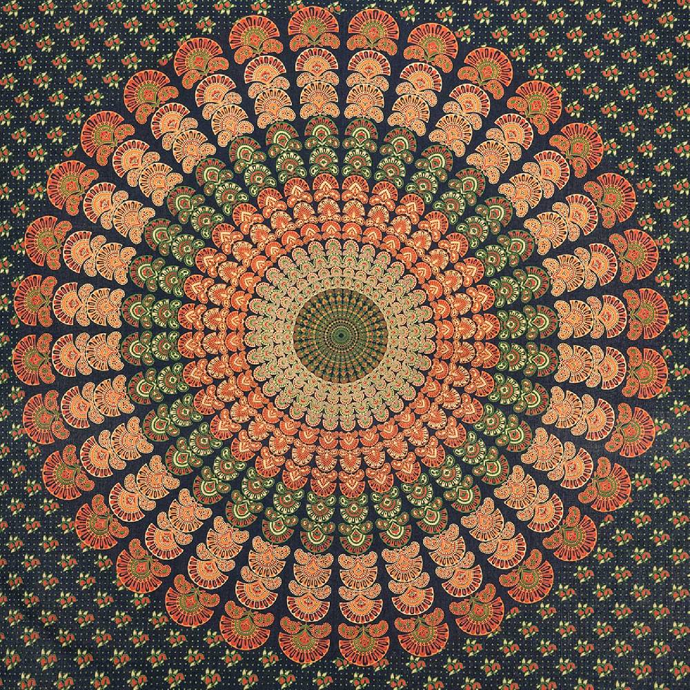 Kunst Und Magie Tagesdecke Wandbehang Mandala Deko Tuch Peacock Pfau XL ca. 200 x 230cm Jubiläumsangebot