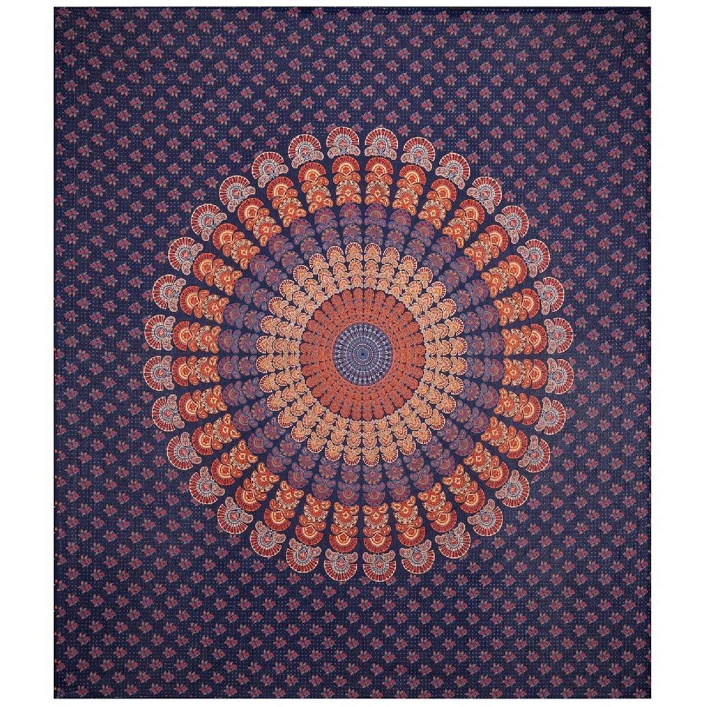 Kunst Und Magie Tagesdecke Wandbehang Mandala Deko Tuch Peacock Pfau XL ca. 200 x 230cm Heißer Verkauf