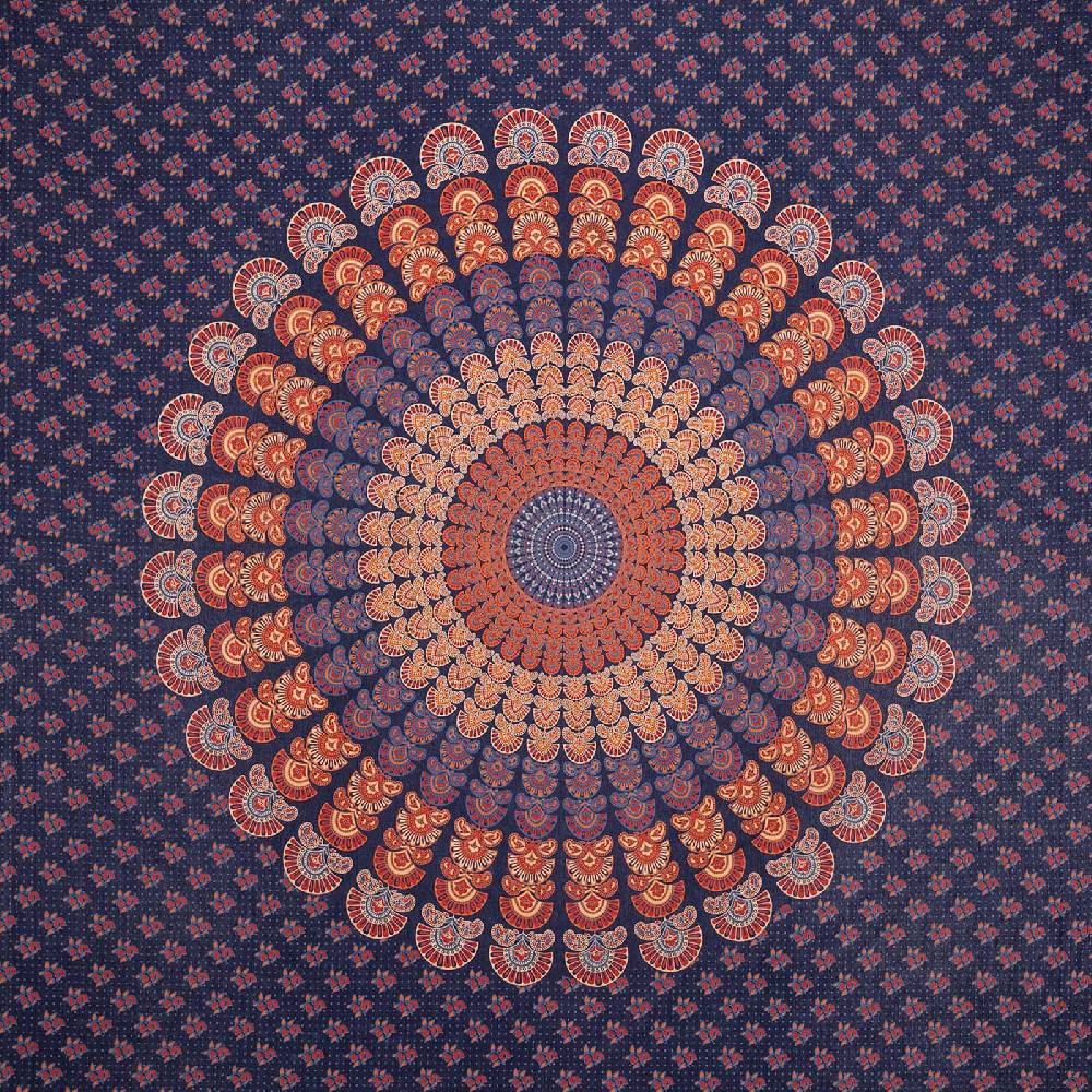 Kunst Und Magie Tagesdecke Wandbehang Mandala Deko Tuch Peacock Pfau XL ca. 200 x 230cm Heißer Verkauf