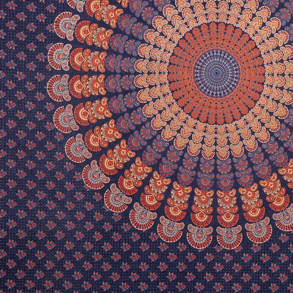 Kunst Und Magie Tagesdecke Wandbehang Mandala Deko Tuch Peacock Pfau XL ca. 200 x 230cm Heißer Verkauf