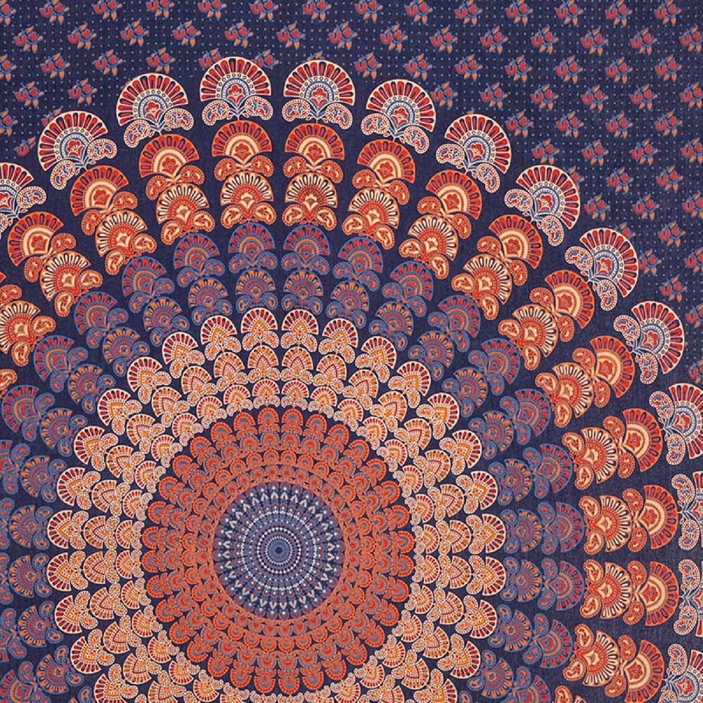 Kunst Und Magie Tagesdecke Wandbehang Mandala Deko Tuch Peacock Pfau XL ca. 200 x 230cm Heißer Verkauf