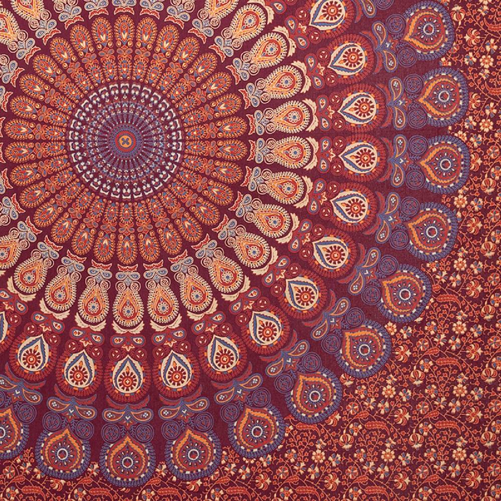 Kunst Und Magie Tagesdecke Wandbehang Mandala Deko Tuch Peacock Pfau XL ca. 200 x 230cm Top Angebot